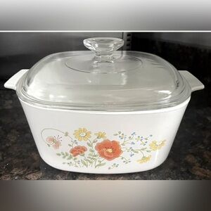 CORNING WARE A-3-B, 3 Quart Dish With Glass Lid In The Wildflower Pattern